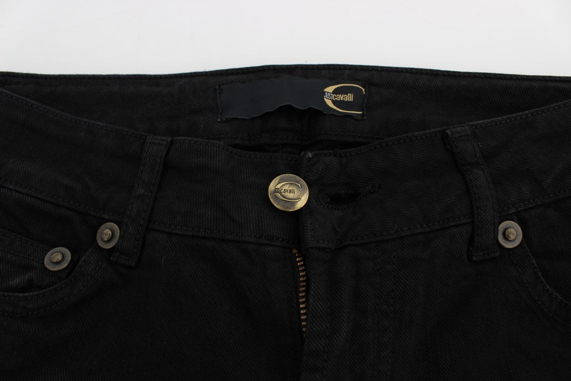 Cavalli Black Cotton Stretch Slim Skinny Fit Jeans - DEA STILOSA MILANO