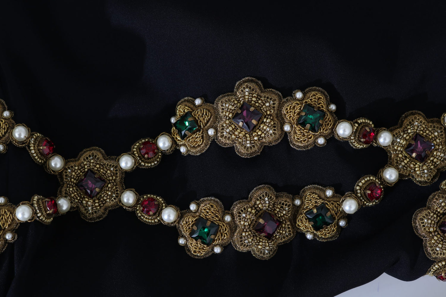 Dolce & Gabbana Black Silk Stretch Gold Crystal Dress - DEA STILOSA MILANO