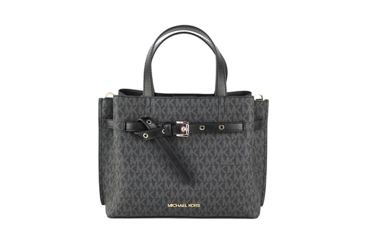 Michael Kors Emilia Small Black Signature PVC Satchel Crossbody Handbag Purse - DEA STILOSA MILANO