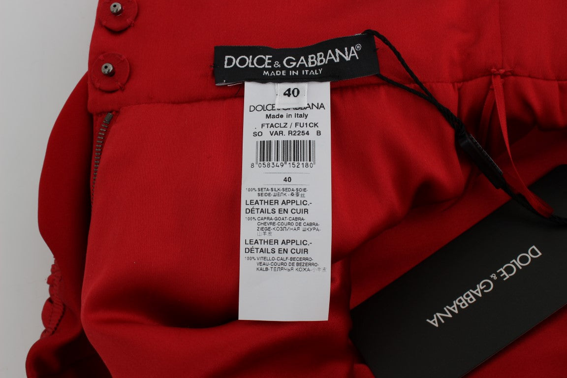 Dolce & Gabbana Red Silk Roses Sicily Shorts - DEA STILOSA MILANO
