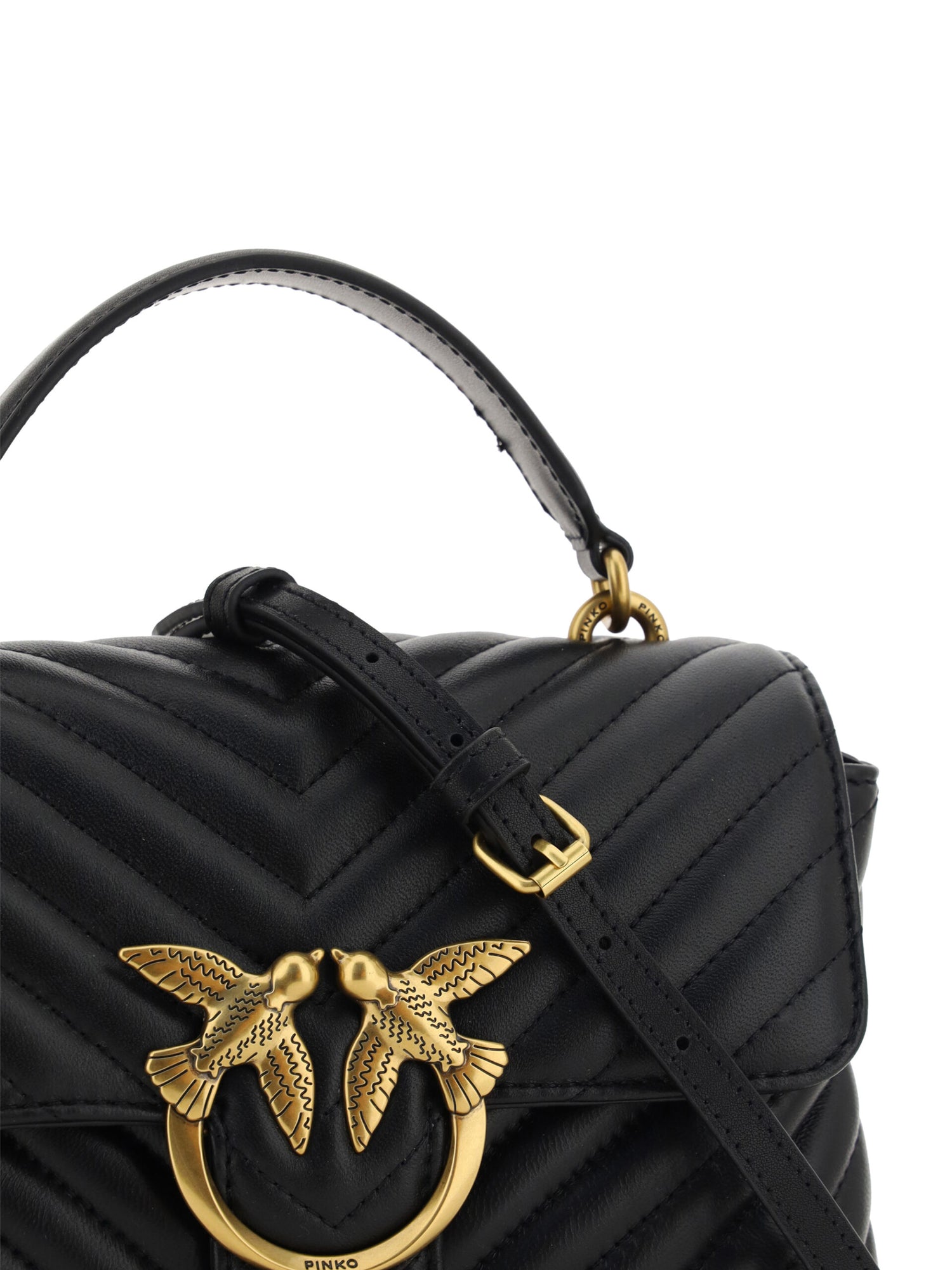 PINKO Black Calf Leather Love Lady Mini Handbag - DEA STILOSA MILANO