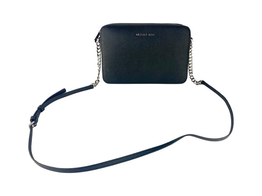Michael Kors Jet Set Large East West Saffiano Leather Crossbody Bag Handbag (Black Solid/Silver Hardware) - DEA STILOSA MILANO