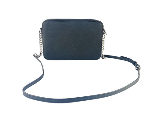 Michael Kors Jet Set Large East West Saffiano Leather Crossbody Bag Handbag (Black Solid/Silver Hardware) - DEA STILOSA MILANO