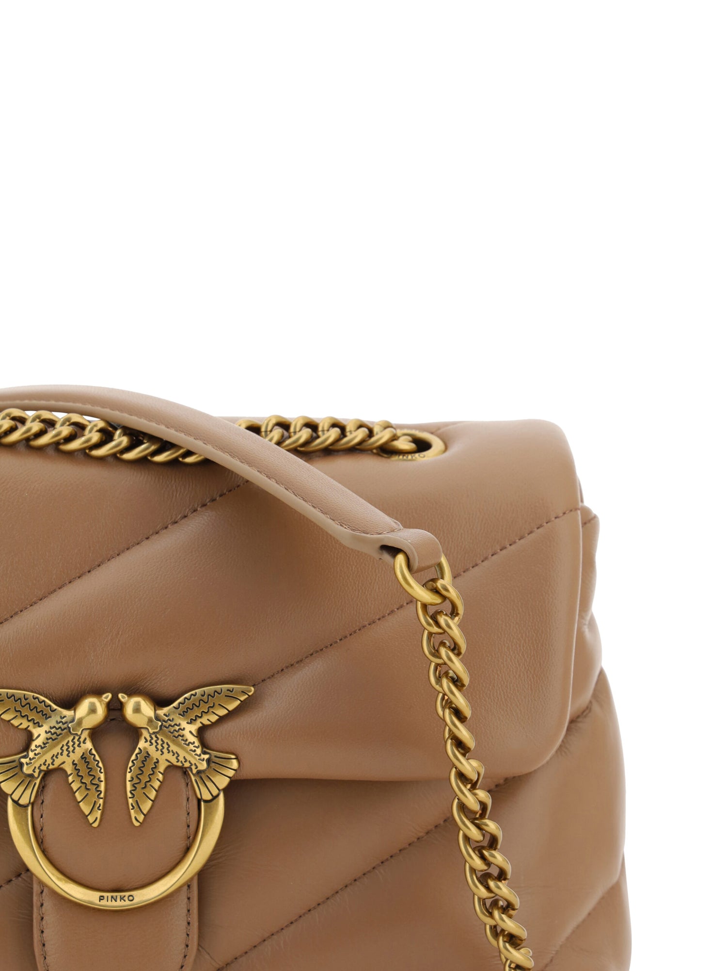 PINKO Brown Calf Leather Love Classic Shoulder Bag - DEA STILOSA MILANO