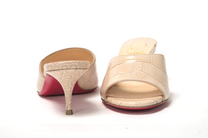 Christian Louboutin Nougat Kitten Heel Mule Leather Shoes - DEA STILOSA MILANO