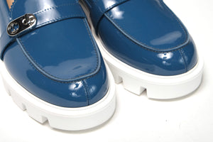 Christian Louboutin Blue And White Silver Logo Lock Boat Shoe - DEA STILOSA MILANO