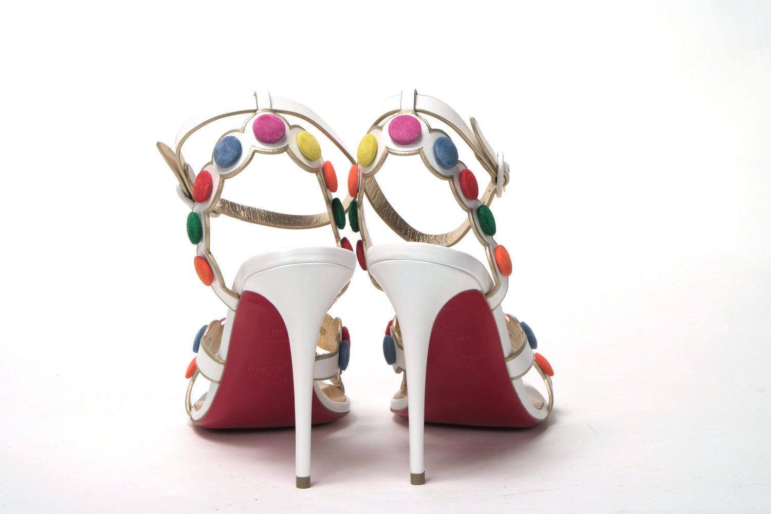 Christian Louboutin White Multicolor Spot Design High Heels Shoes Sandal - DEA STILOSA MILANO