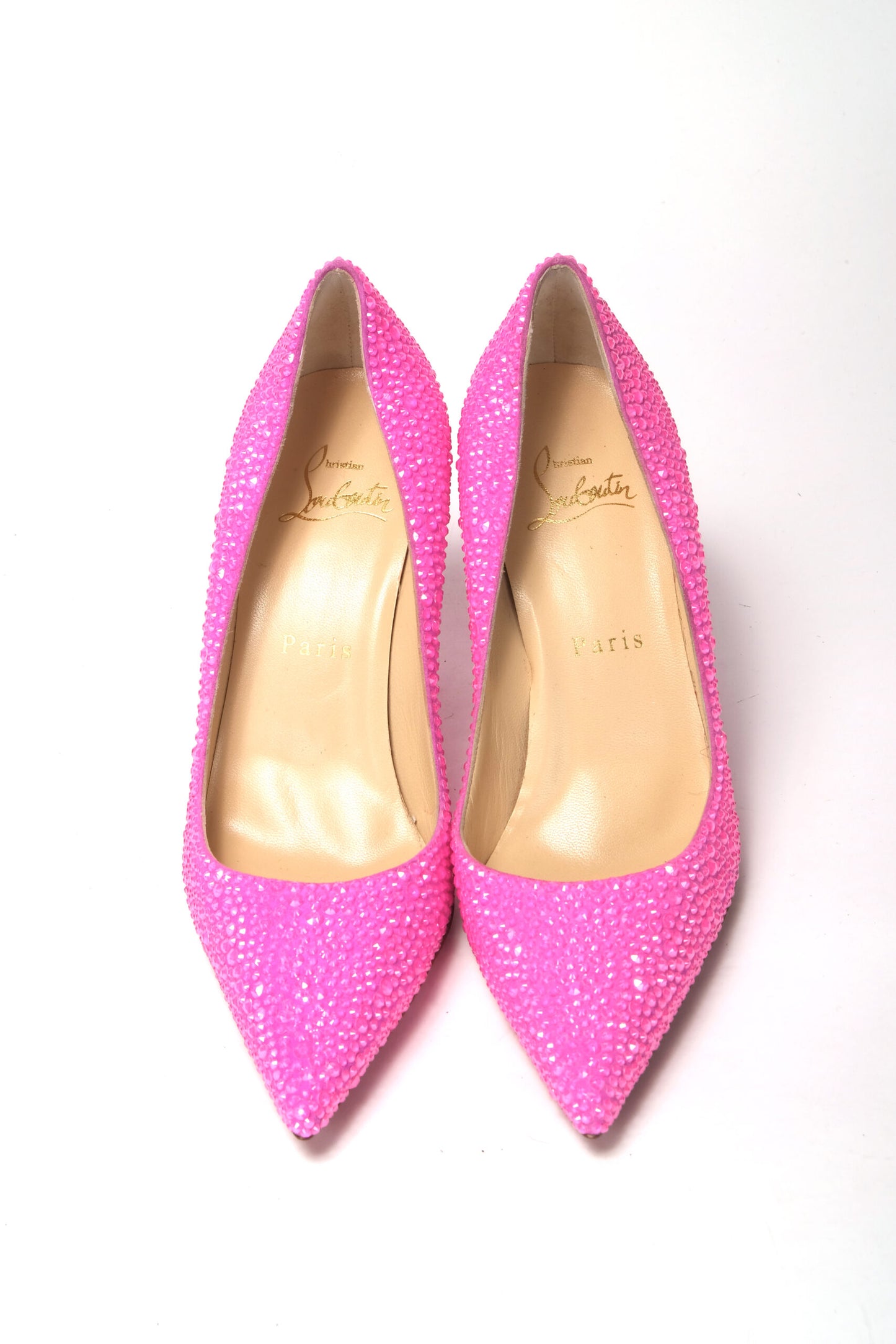 Christian Louboutin Hot Pink Embellished High Heels Pumps - DEA STILOSA MILANO