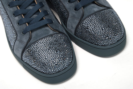 Christian Louboutin Blue Louis Junior Spikes Sneaker Shoes - DEA STILOSA MILANO