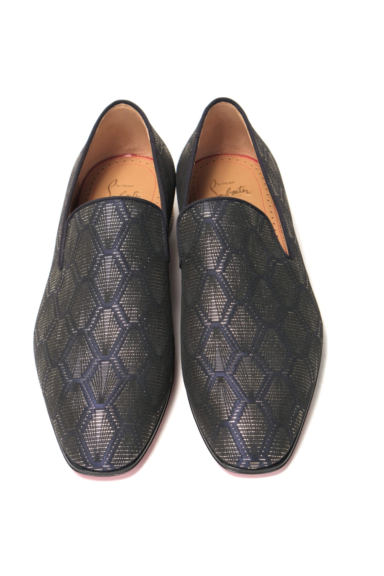 Christian Louboutin Navy/Nero Colannaki Flat Tissu Shoes - DEA STILOSA MILANO