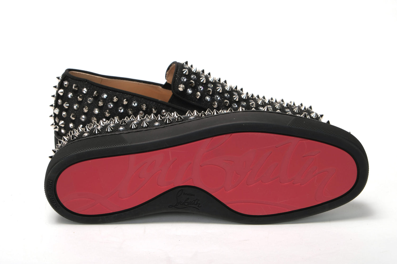 Louboutin Black/Crystal Sv Version Roller 1c1s Flat Shoes