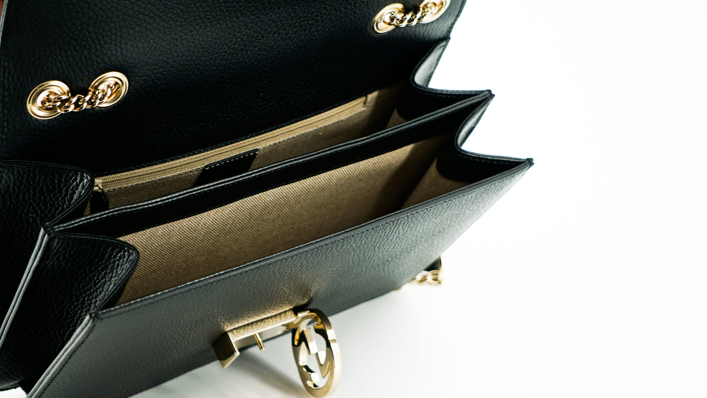 Gucci Black Calf Leather Dollar Shoulder Bag - DEA STILOSA MILANO