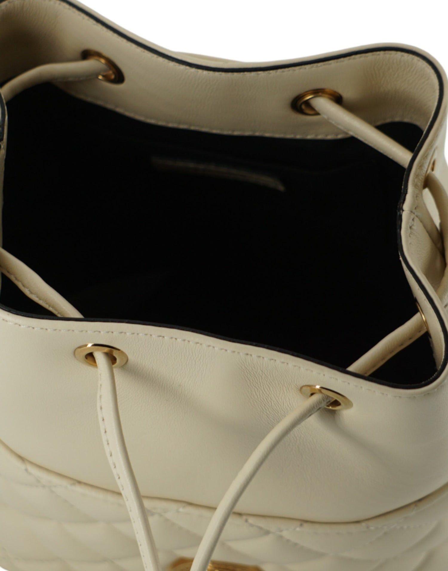 Versace White Lamb Leather Small Bucket Shoulder Bag - DEA STILOSA MILANO