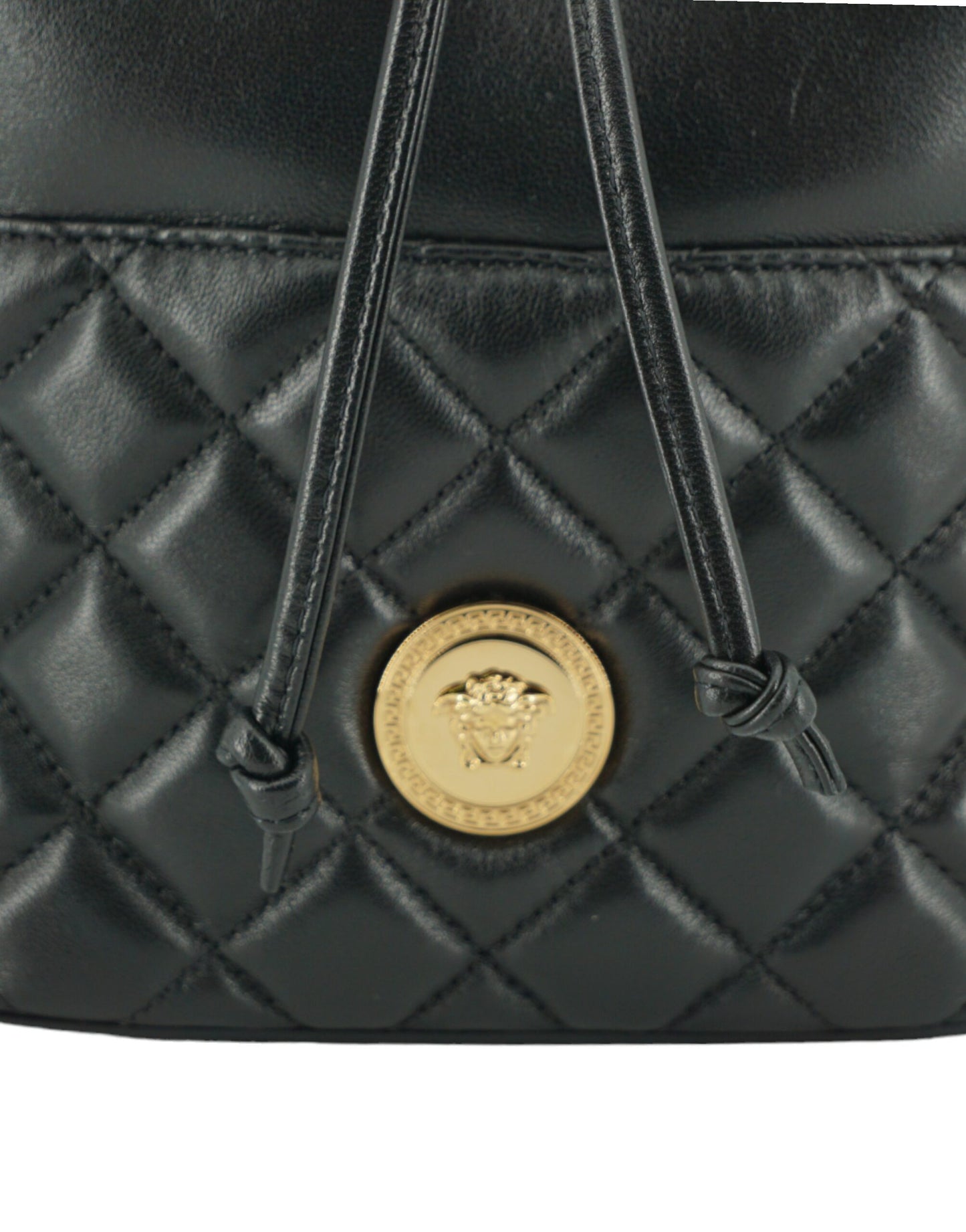 Versace Black Calf Leather Small Bucket Shoulder Bag - DEA STILOSA MILANO
