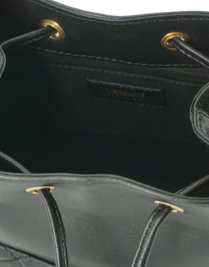 Versace Black Calf Leather Small Bucket Shoulder Bag - DEA STILOSA MILANO