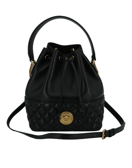 Versace Black Lamb Leather Bucket Shoulder Bag - DEA STILOSA MILANO