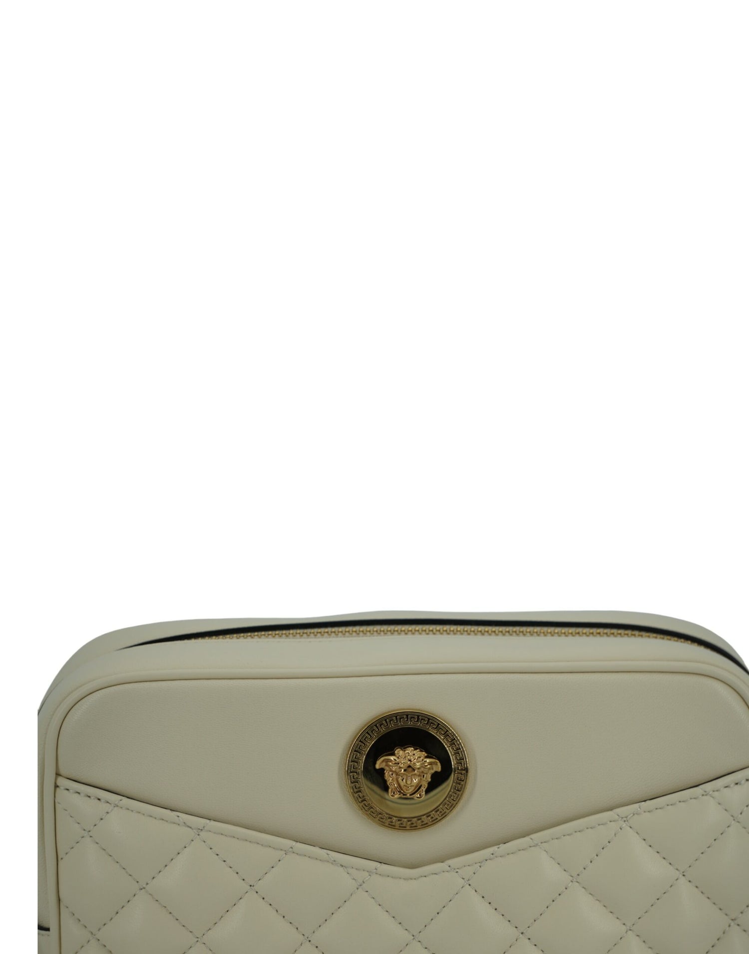 Versace White Lamb Leather Medium Camera Shoulder Bag - DEA STILOSA MILANO