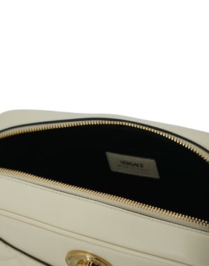 Versace White Lamb Leather Medium Camera Shoulder Bag - DEA STILOSA MILANO