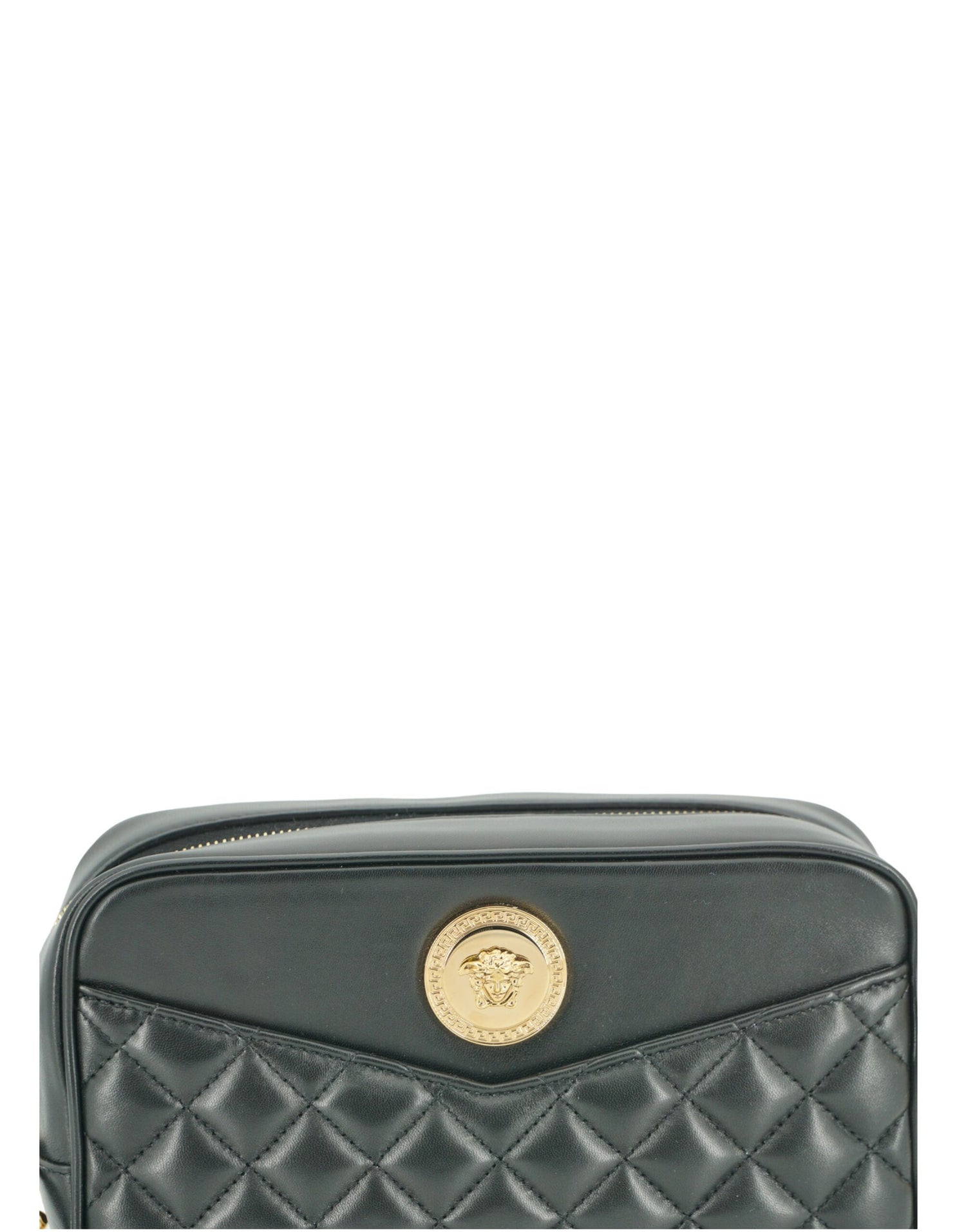 Versace Black Lamb Leather Medium Camera Shoulder Bag - DEA STILOSA MILANO