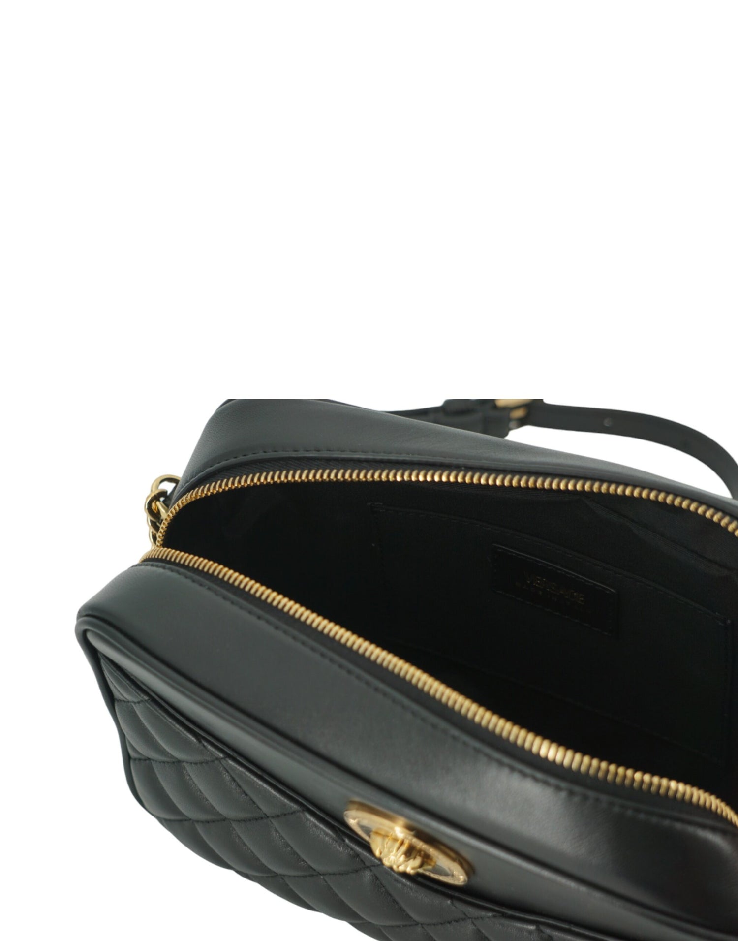 Versace Black Lamb Leather Medium Camera Shoulder Bag - DEA STILOSA MILANO