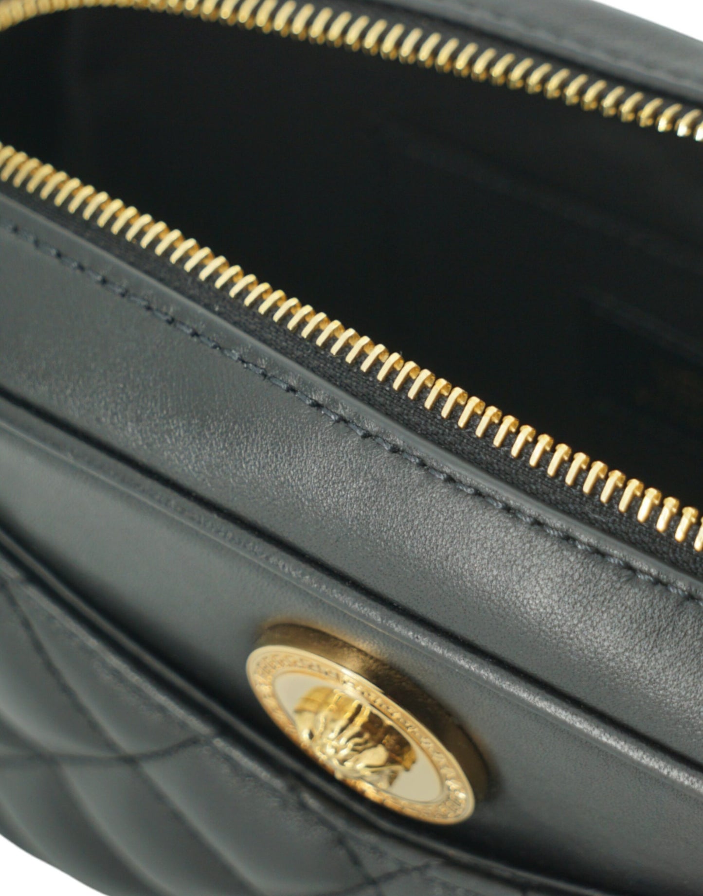 Versace Black Lamb Leather Small Camera Crossbody Bag - DEA STILOSA MILANO