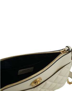 Versace White Lamb Leather Pouch Crossbody Bag - DEA STILOSA MILANO