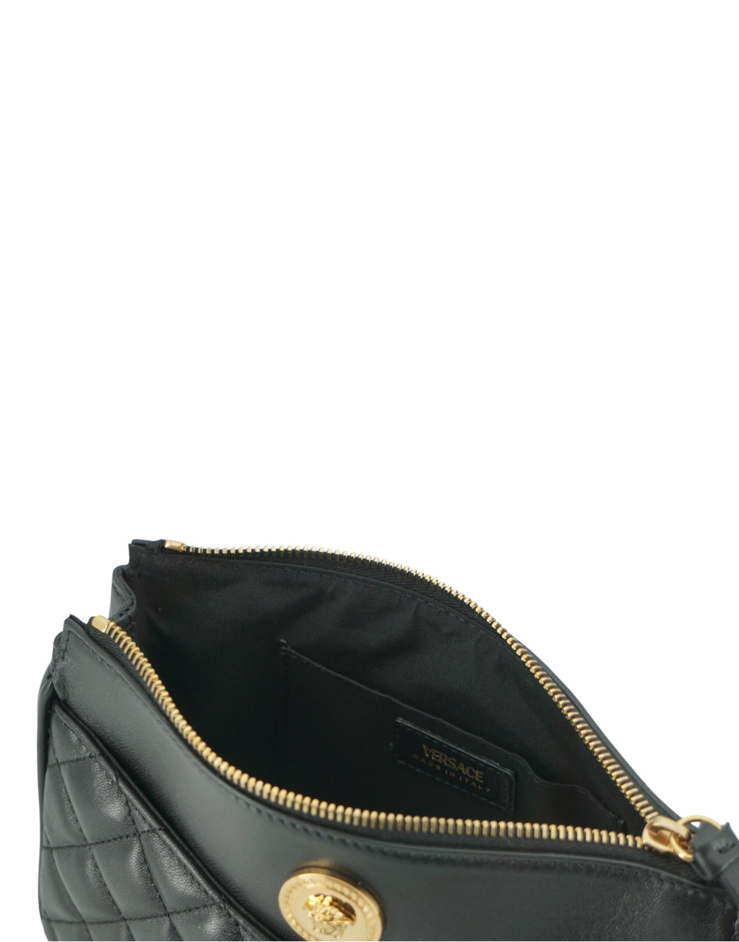 Versace Black Lamb Leather Pouch Crossbody Bag - DEA STILOSA MILANO
