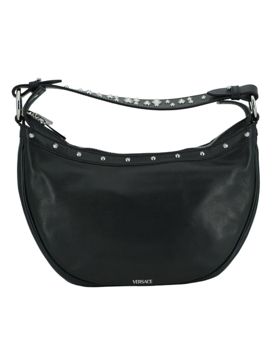 Versace Black Calf Leather Small Hobo Shoulder Bag - DEA STILOSA MILANO