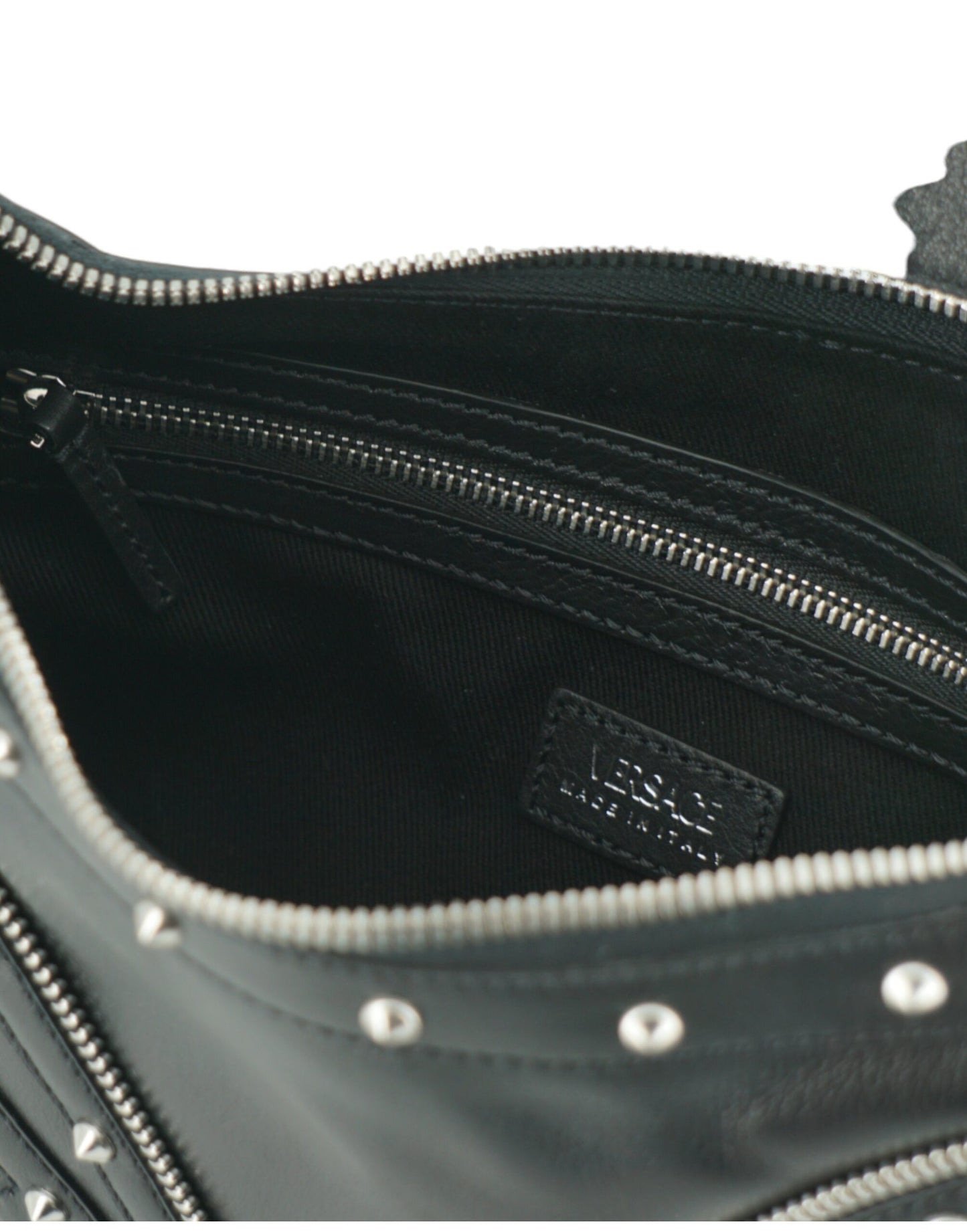 Versace Black Calf Leather Small Hobo Shoulder Bag - DEA STILOSA MILANO