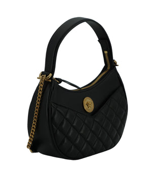 Versace Black Leather Half Moon Shoulder Bag - DEA STILOSA MILANO
