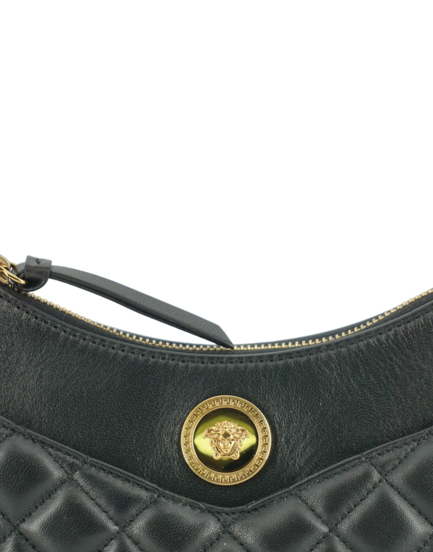 Versace Black Leather Half Moon Shoulder Bag - DEA STILOSA MILANO