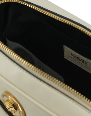 Versace White Lamb Leather Small Camera Crossbody Bag - DEA STILOSA MILANO
