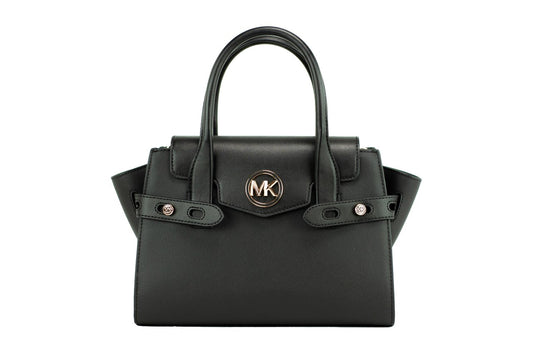 Michael Kors Carmen Medium Black Gold Saffiano Leather Satchel Handbag Purse Bag - DEA STILOSA MILANO