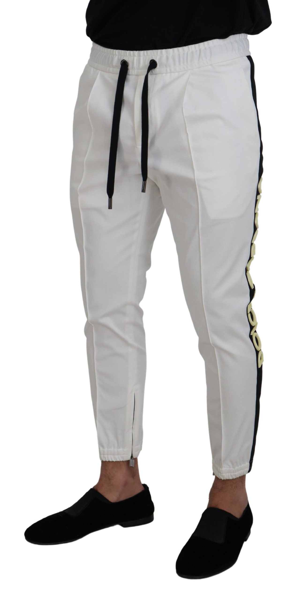 Dolce & Gabbana White Cotton DG Logo Jogger Pants - DEA STILOSA MILANO