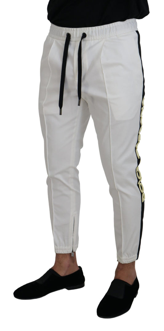Dolce & Gabbana White Cotton DG Logo Jogger Pants - DEA STILOSA MILANO