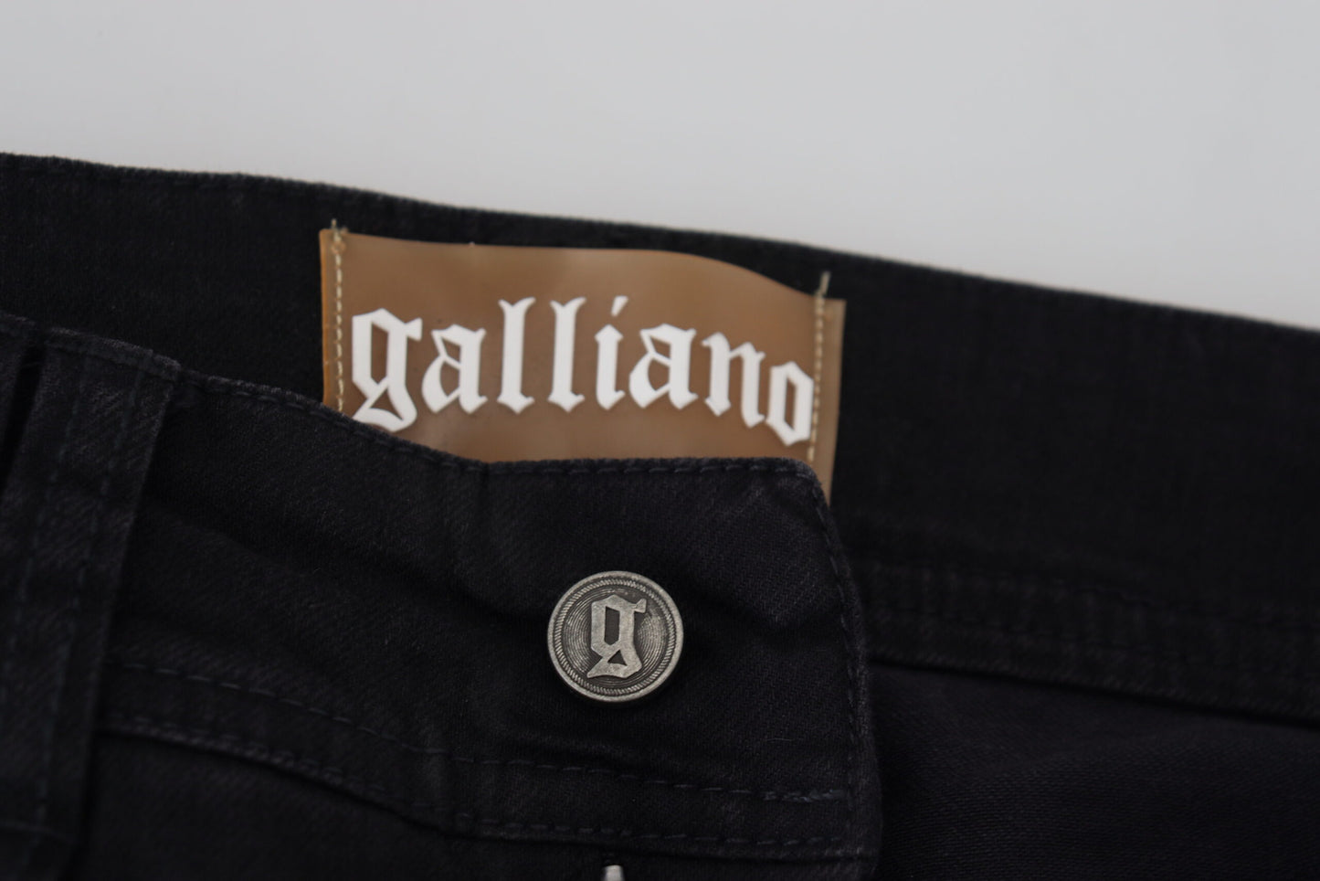 John Galliano Black Cotton Mid Waist Skinny Slim Fit Denim Jeans - DEA STILOSA MILANO