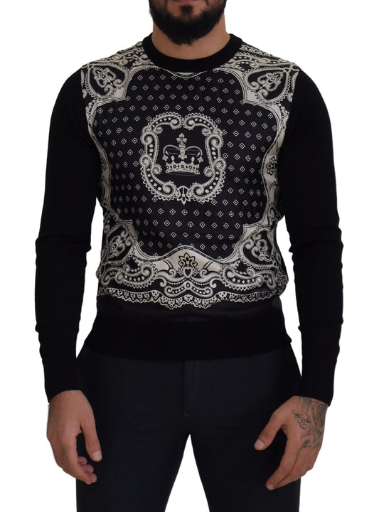 Dolce & Gabbana Black Bandana Crewneck Pullover Sweater - DEA STILOSA MILANO