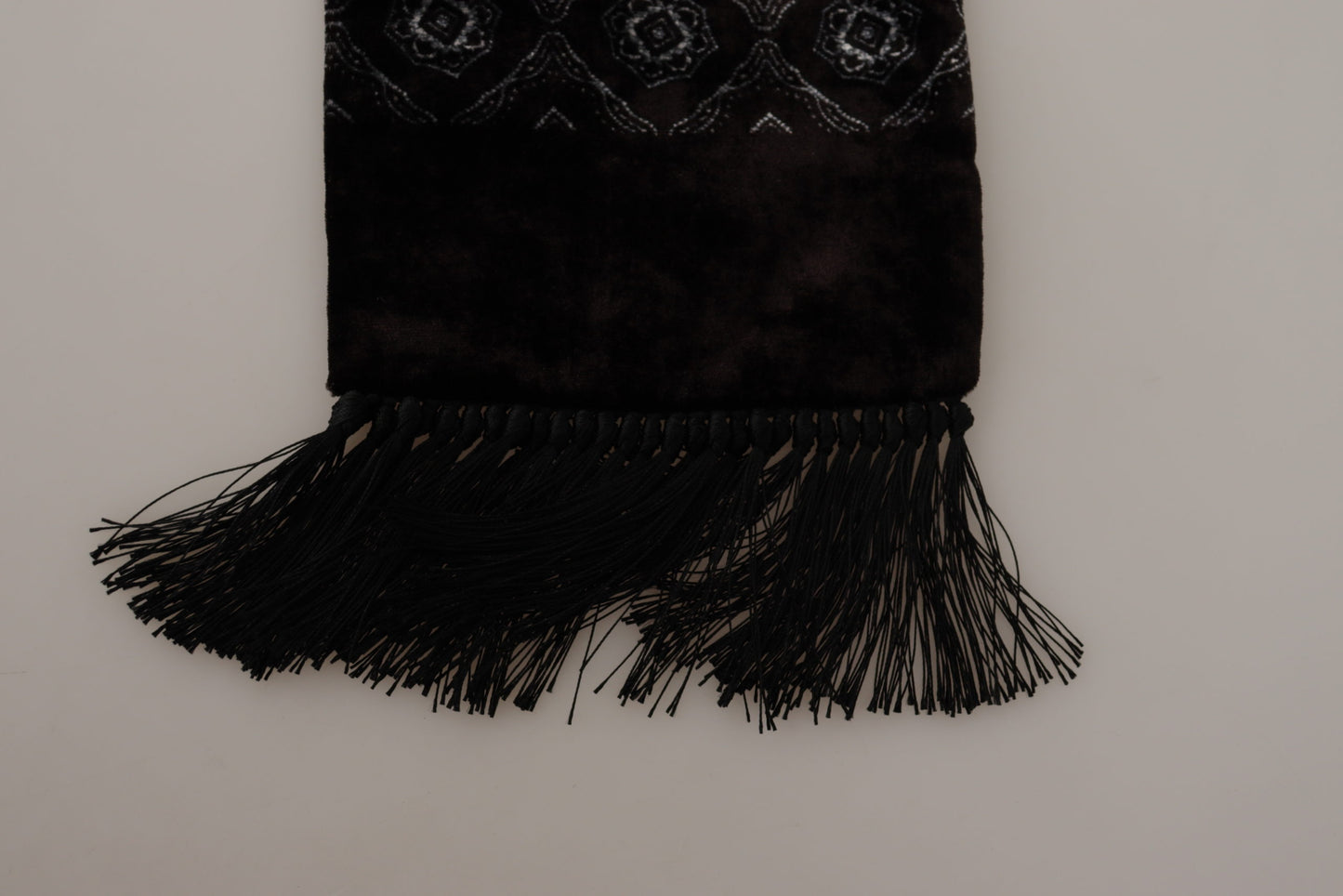 Dolce & Gabbana Brown Velvet Geometric Shawl Fringe Neck Wrap Scarf - DEA STILOSA MILANO