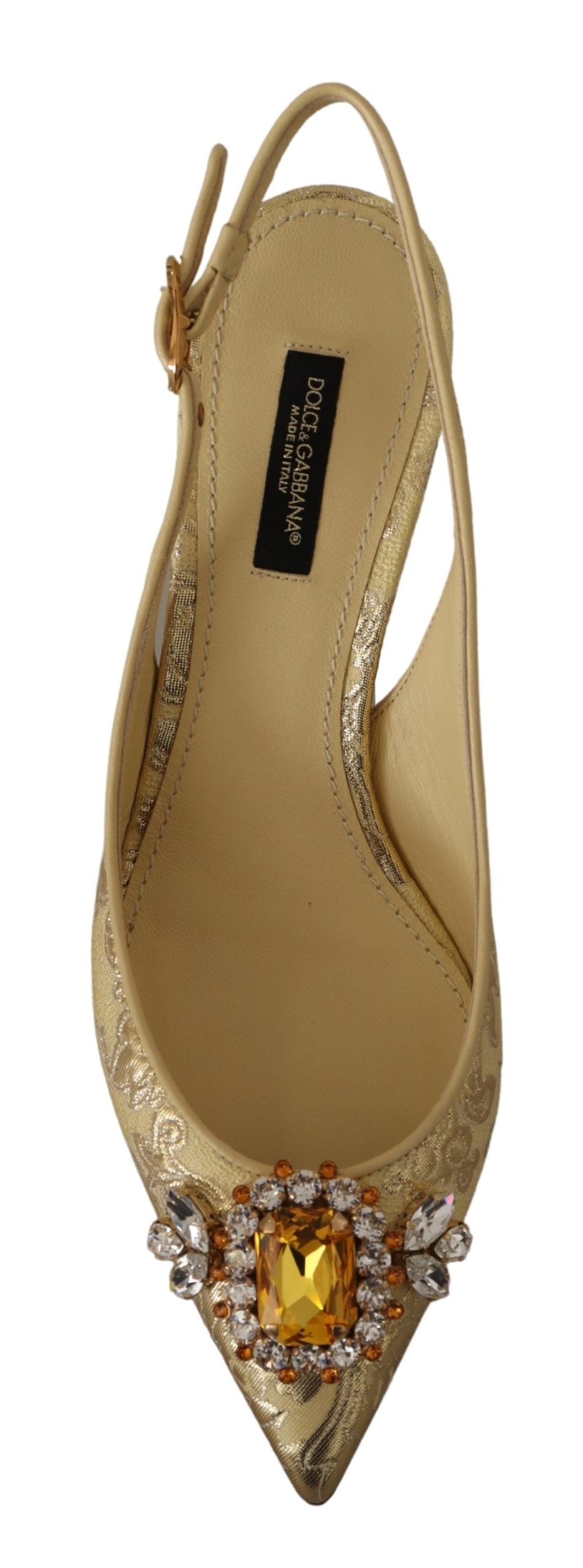 Dolce & Gabbana Gold Crystal Slingbacks Pumps Heels Shoes - DEA STILOSA MILANO