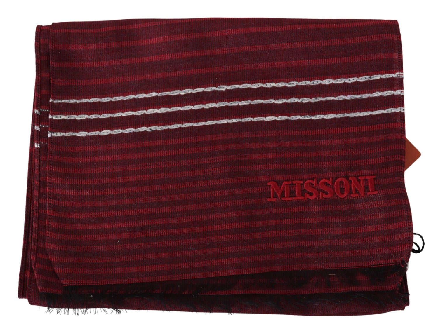 Missoni Red Striped Wool Blend Unisex Neck Wrap Red - DEA STILOSA MILANO