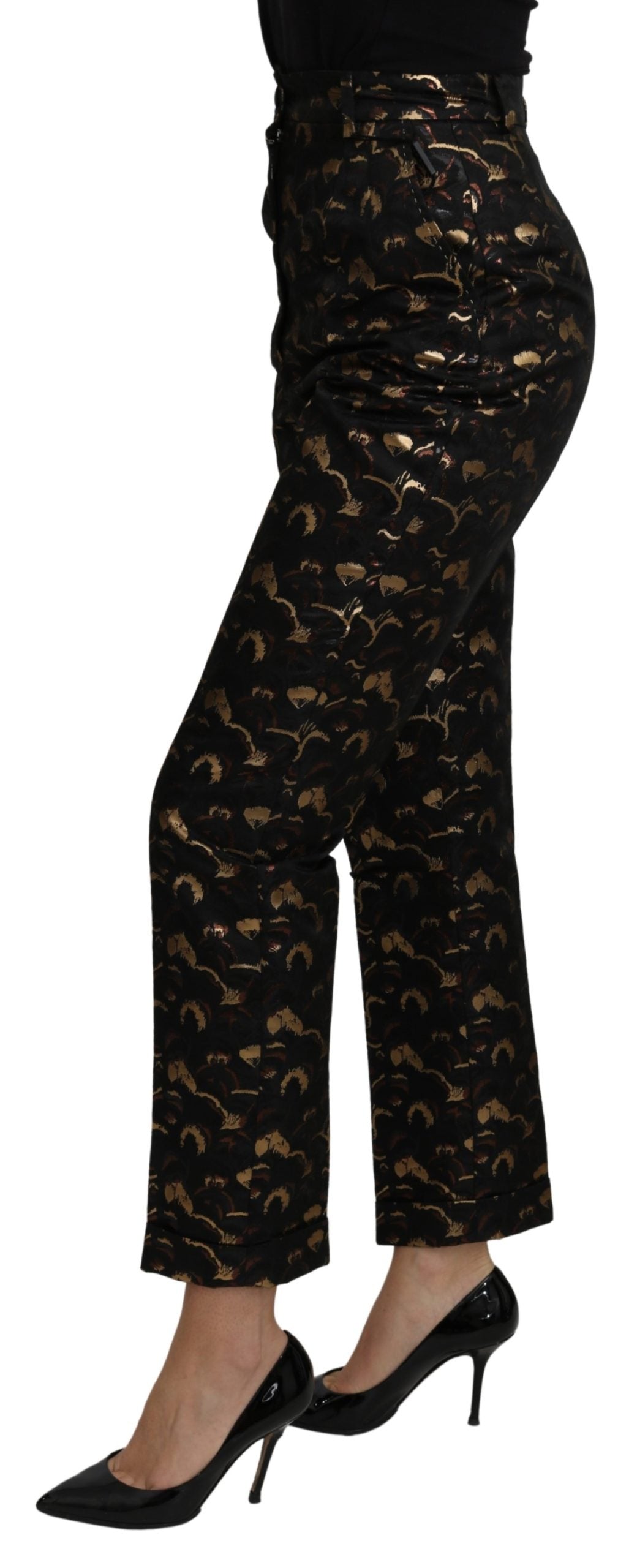 Dolce & Gabbana Black Gold Brocade High Waist Pants - DEA STILOSA MILANO