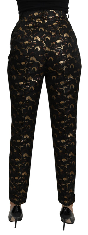 Dolce & Gabbana Black Gold Brocade High Waist Pants - DEA STILOSA MILANO