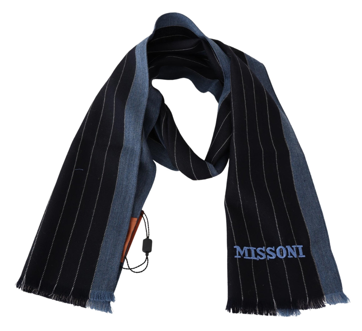 Missoni Black Blue Striped Wool Unisex Wrap scarf - DEA STILOSA MILANO