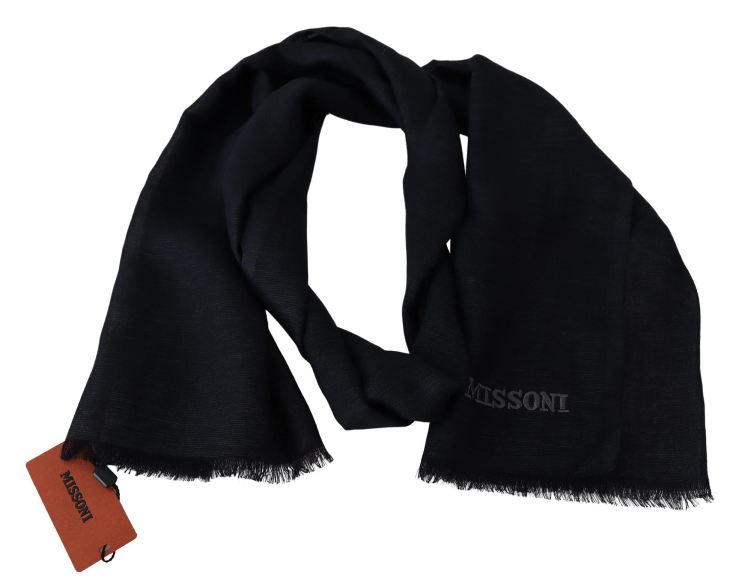 Missoni Black Wool Knit Unisex Neck Wrap Fringe Scarf - DEA STILOSA MILANO