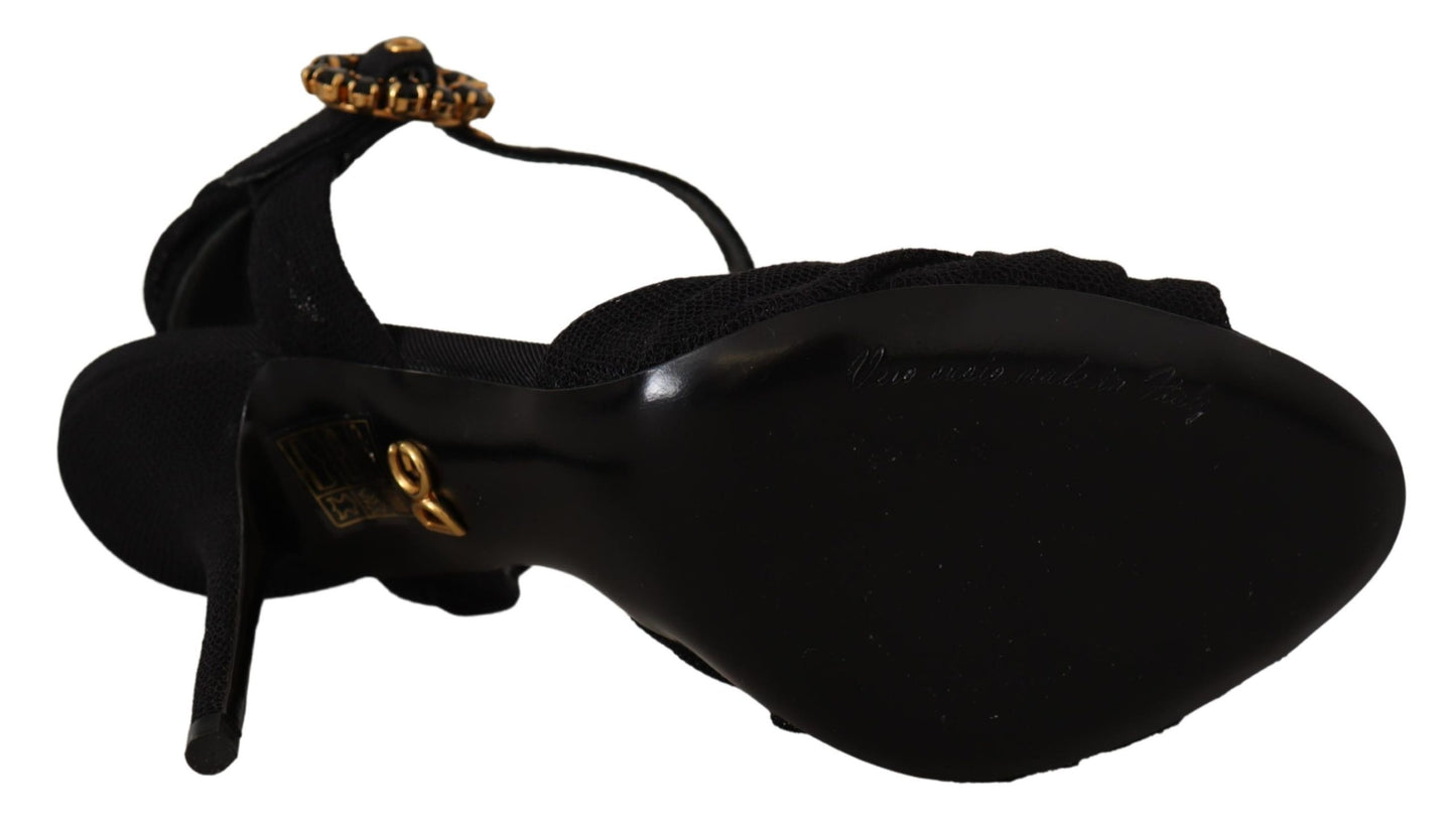 Dolce & Gabbana Black Tulle Stretch Ankle Buckle Strap Shoes - DEA STILOSA MILANO