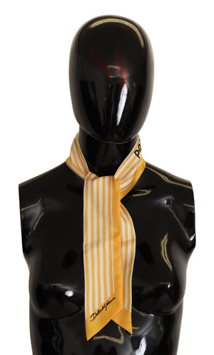 Dolce & Gabbana Yellow Stripes Twill Silk Foulard ShawlScarf - DEA STILOSA MILANO