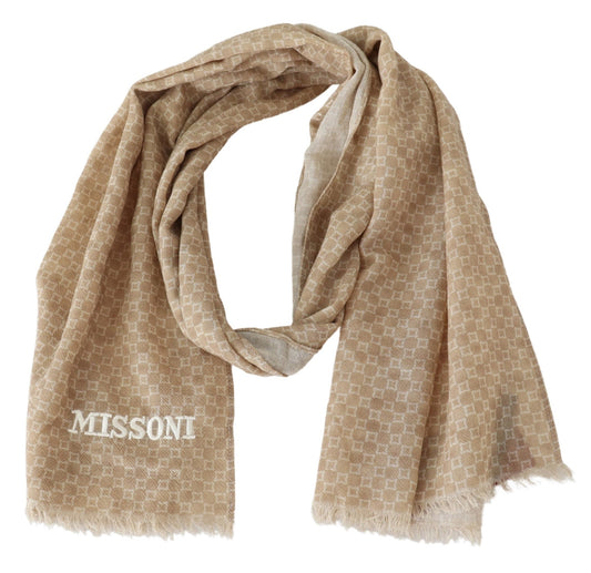 Missoni Brown Wool Knit Neck Wrap Fringe Shawl - DEA STILOSA MILANO
