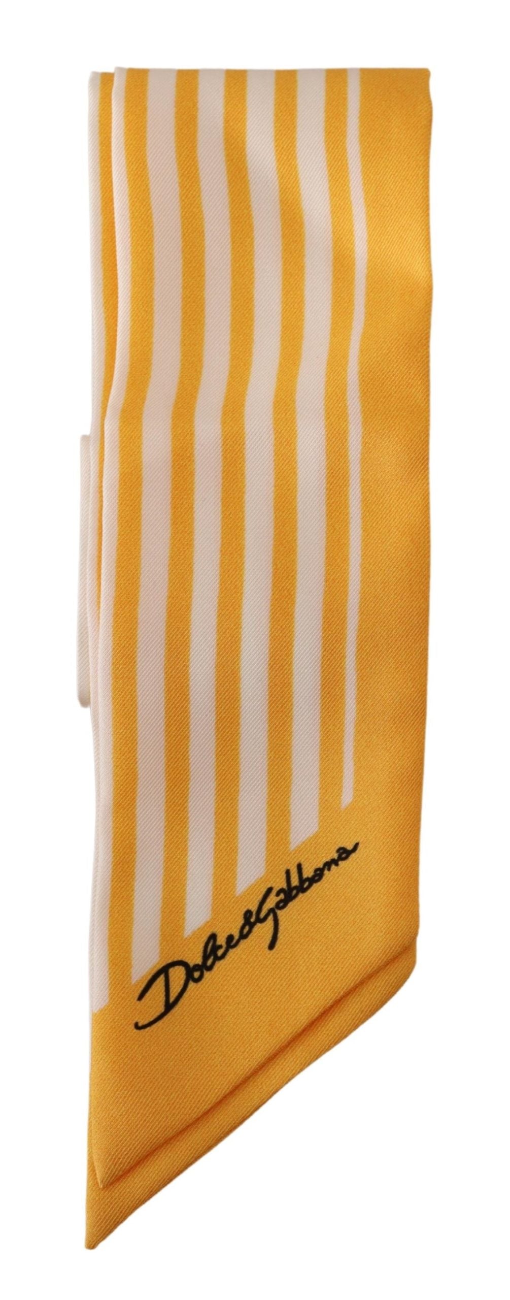 Dolce & Gabbana Yellow Stripes Twill Silk Foulard ShawlScarf - DEA STILOSA MILANO