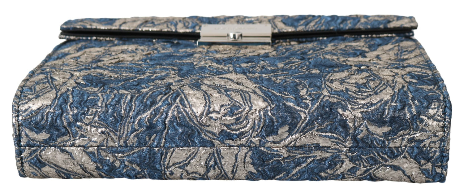 Dolce & Gabbana Blue Silver Jacquard Leather Document Briefcase Bag - DEA STILOSA MILANO