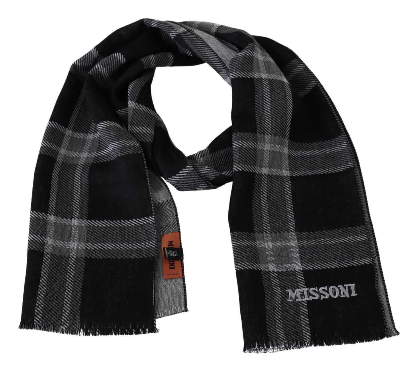 Missoni Black Plaid Wool Unisex Neck Wrap Scarf - DEA STILOSA MILANO